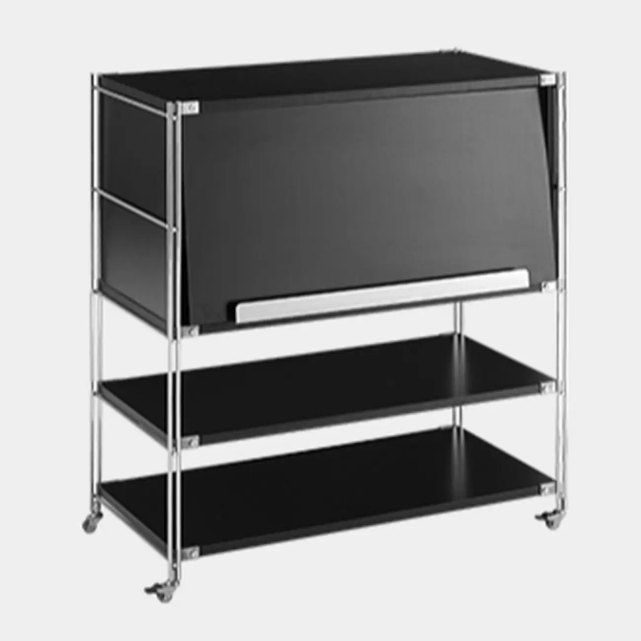 Compact Wood Steel Frame 3-Tier Bookcase in Black
