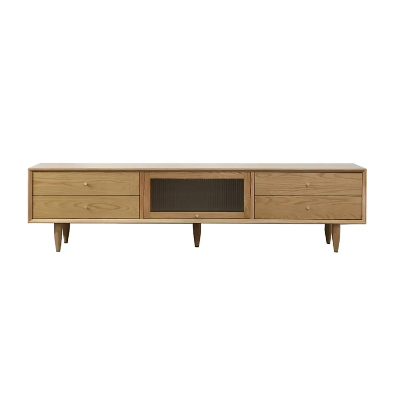 Scandinavian Brown Pine Wood Cabinet TV Stands with Legs