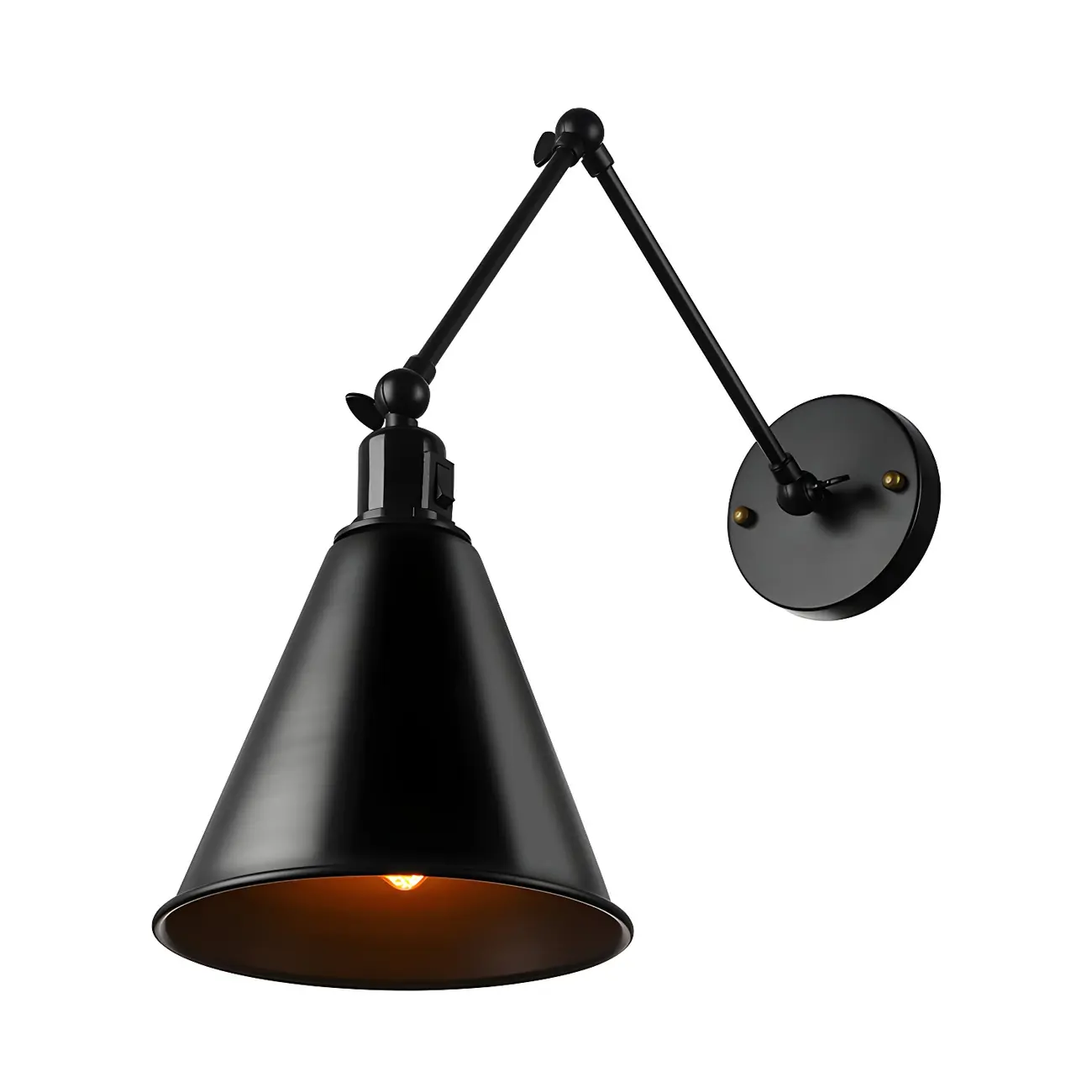 1-Light Cone Metal Swing Arm Wall Light