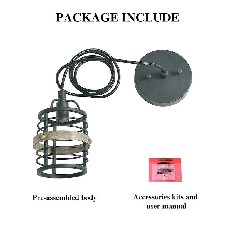 Carbon Loft Farmhouse 1-Light Cage Island Pendant Light - D4.7 *H7.9