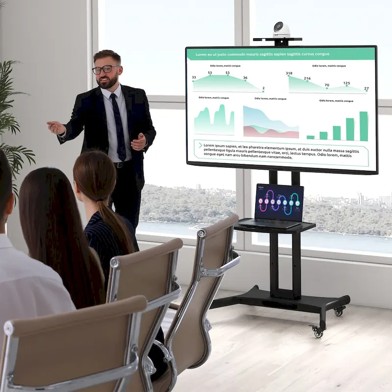 Gymax Mobile TV Stand for 32-82 LCD LED Flat Screen TVs up to 132