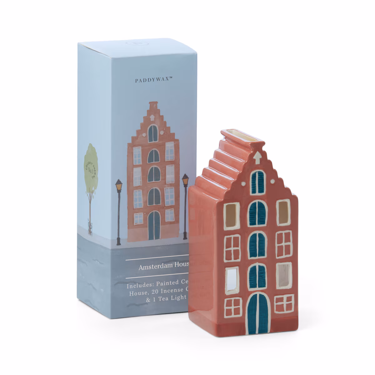 Designworks No. 02 Amsterdam House Style Incense & Tea Light Holder (1 Tea Light & 20 Incense Cones)
