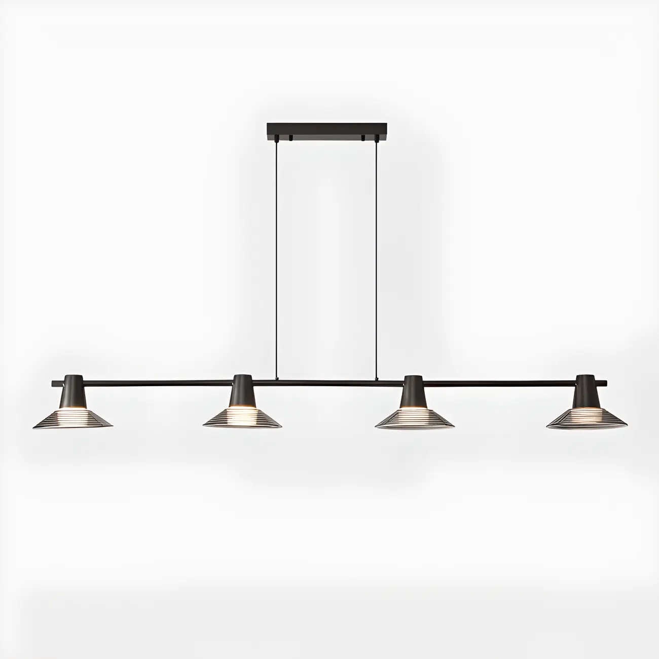 Modern Black Cone Glass 3-Light Island Light