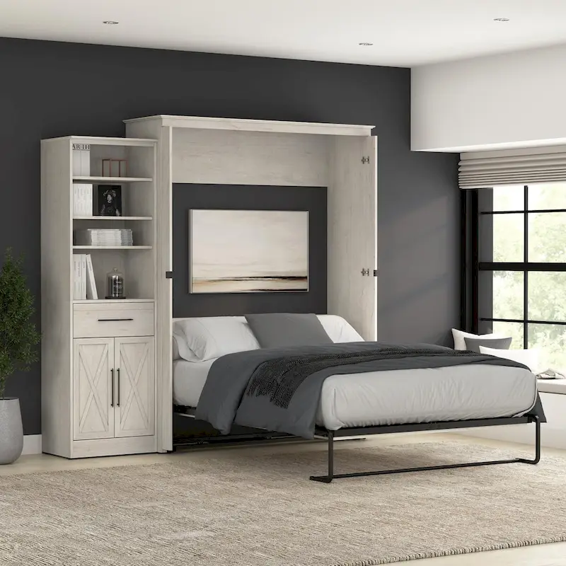 Key West Queen Murphy Bed with Wardrobe (94W) by Bestar