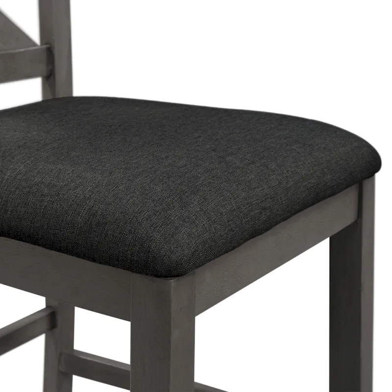 5-Piece Rustic Dining Set with Wooden Bar Table & 4 Chairs