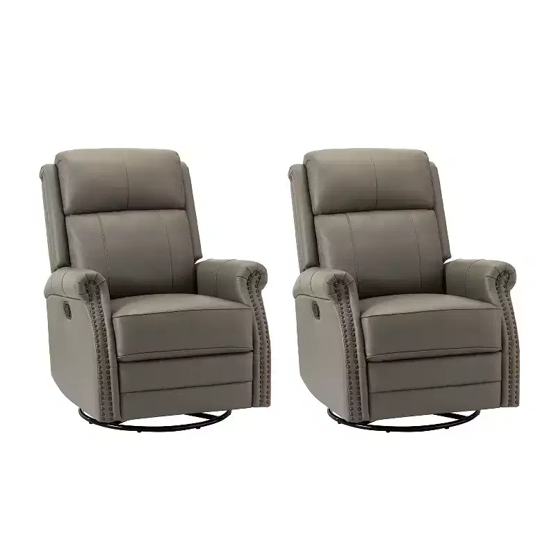 Irene 30.5 Wide Genuine Leather Manual Recliner with Rolled Arms Set of 2| ART OF LIVING DESIGNS