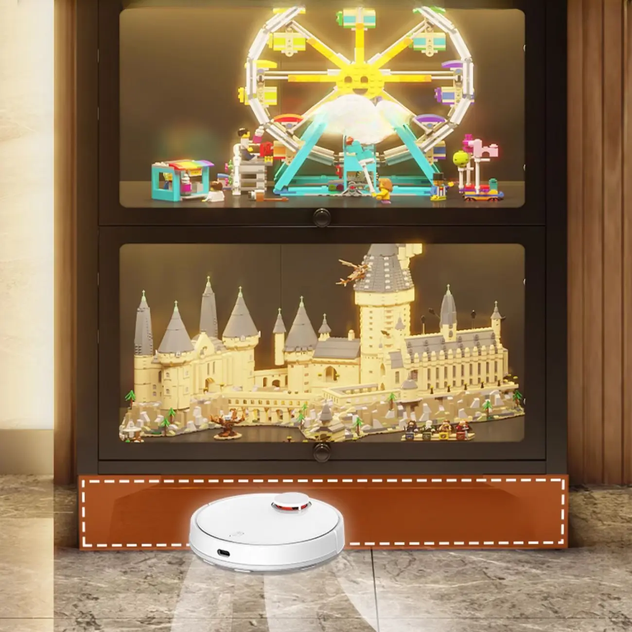 Modern 5 Shelves Glass Display Cabinets with LED Lighting