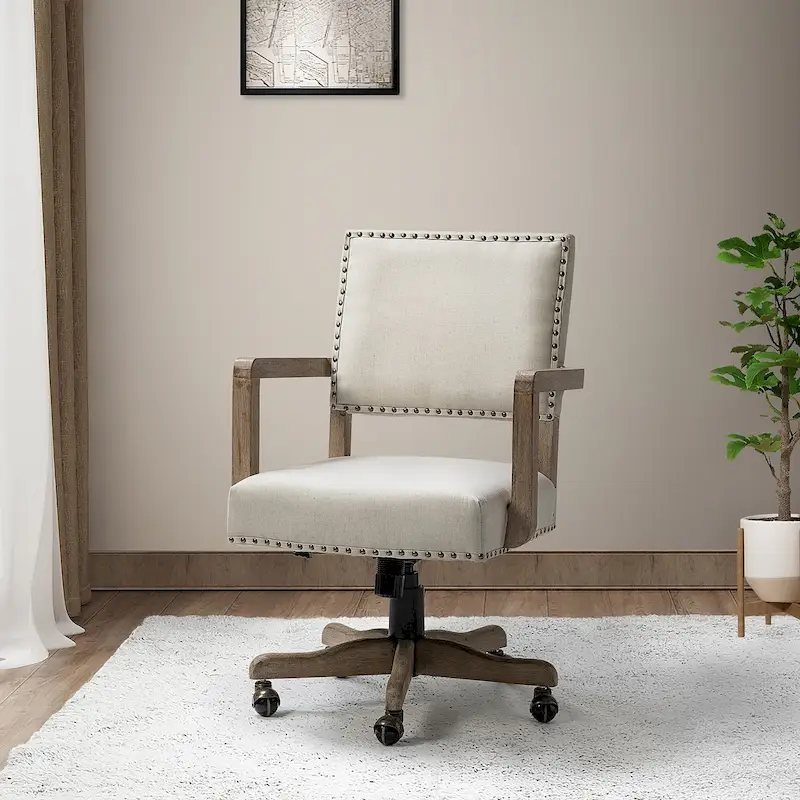 Mid-Back Swivel Height-Adjustable Task Chair with Nailhead Trim