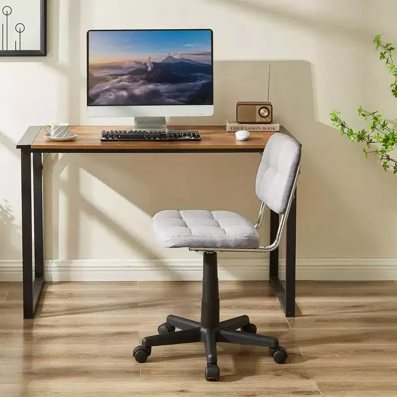 Gray / White Armless Swivel Office Chair, Height Adjustable, Seats 1