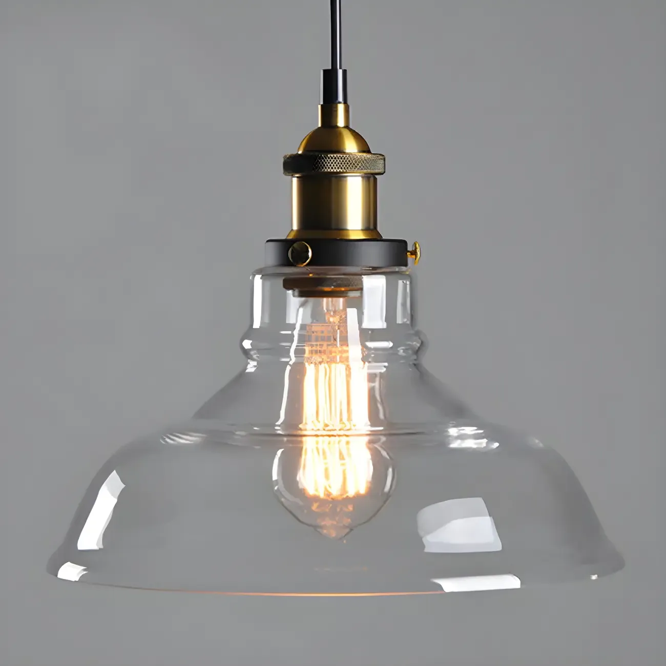 Industrial Geometric Clear Glass Lampshade Kitchen 1-light Pendant Light