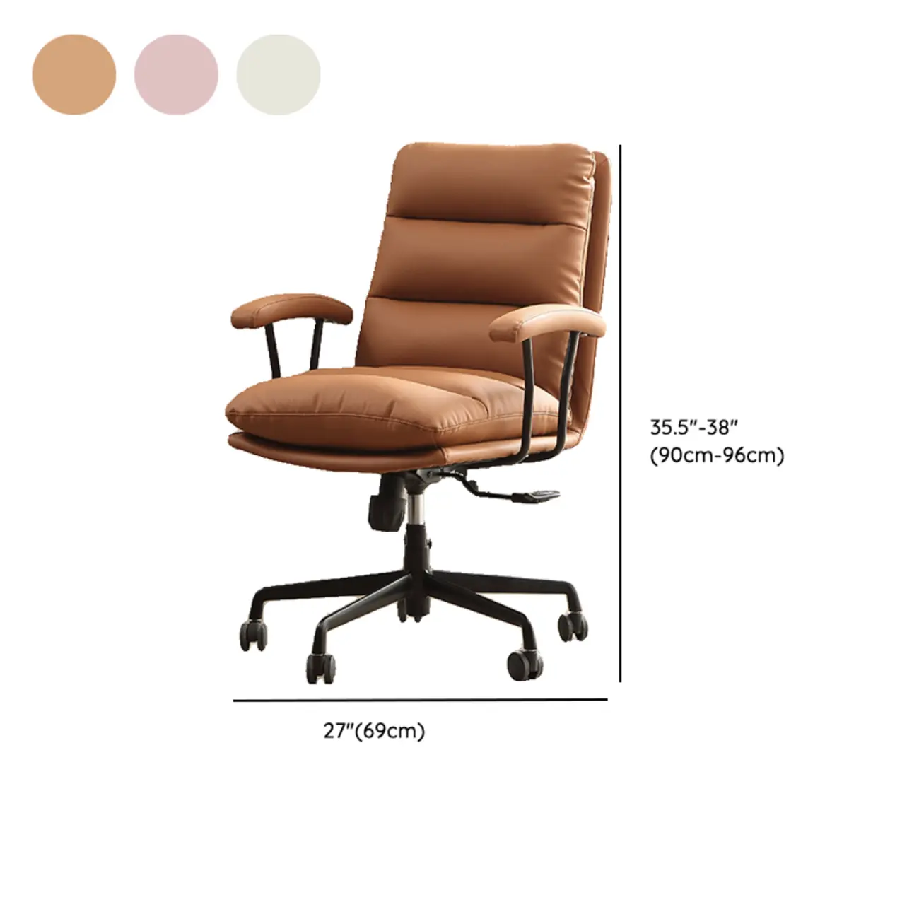 Modern Brown Leather Swivel Office Chair