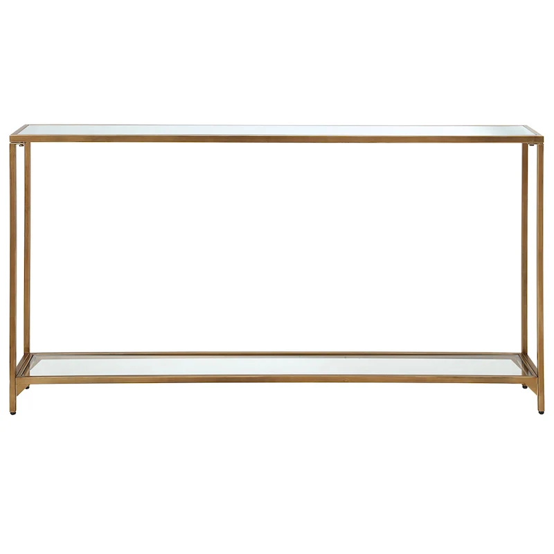Copper Grove Metal and Tempered Glass Narrow Console Table