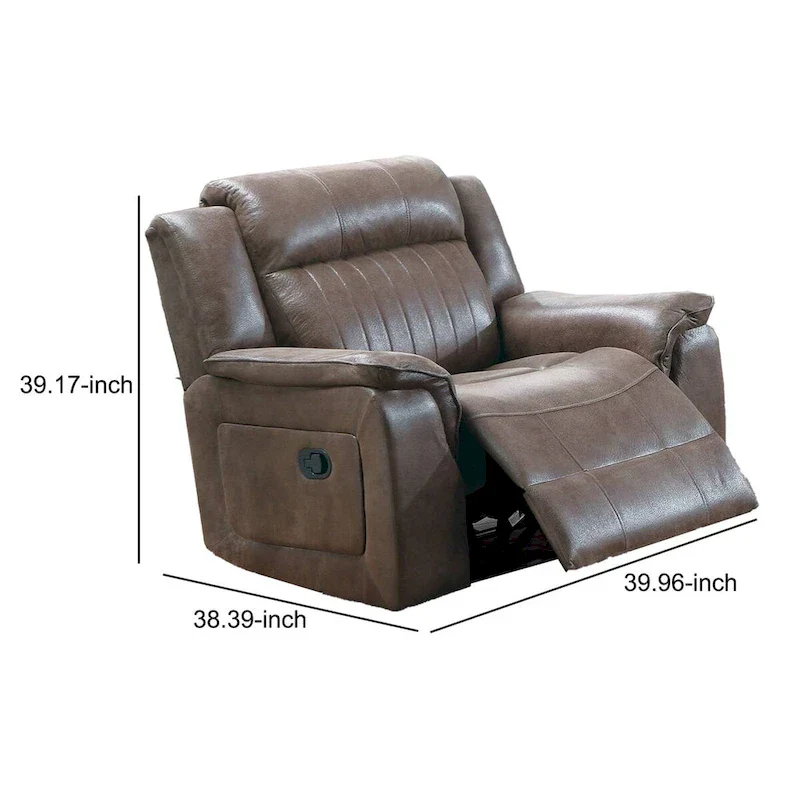 Fabric Manual Recliner Chair with Pillow Top Arms, Brown
