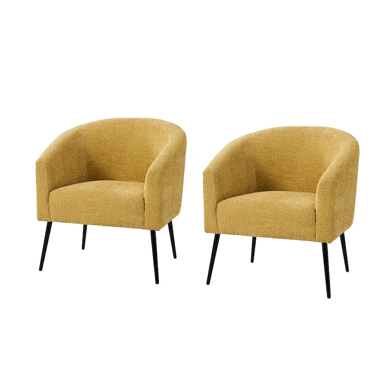 Hal Modern Boucle Armchair with Metal Legs Set of 2 by HULALA HOME
