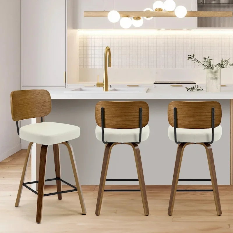 26-Inch Upholstered Swivel Counter Height Bar Stools - 36.4 H x 17.1 W x 20 D