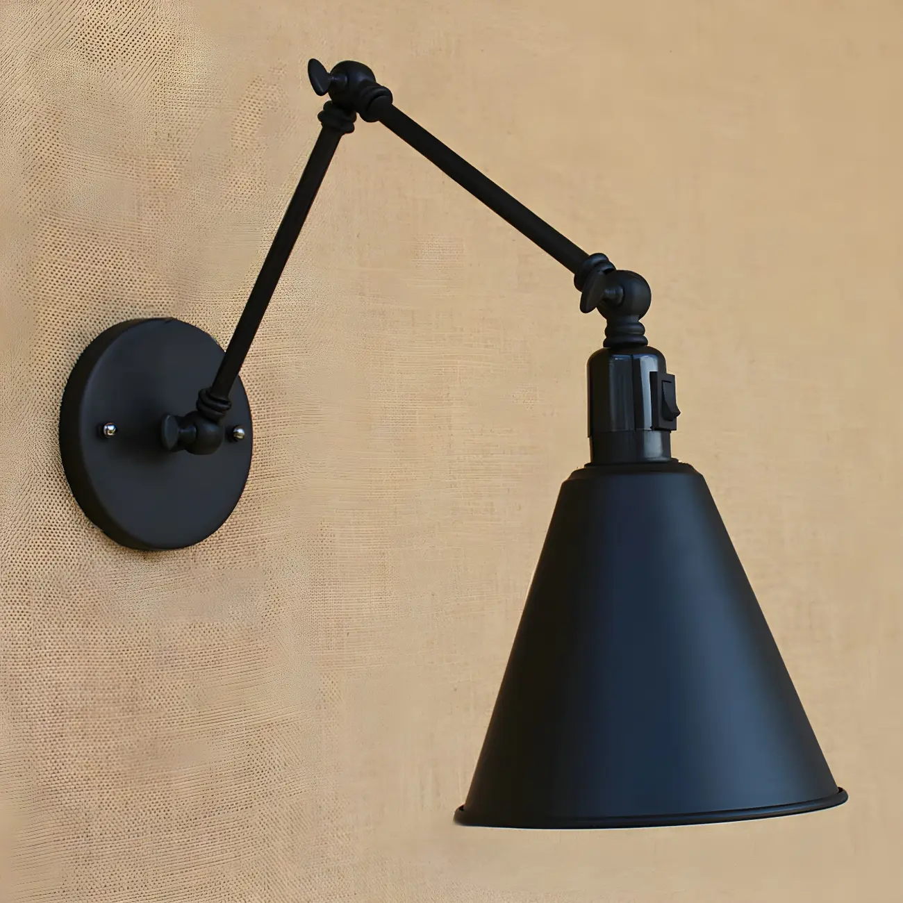 1-Light Cone Metal Swing Arm Wall Light