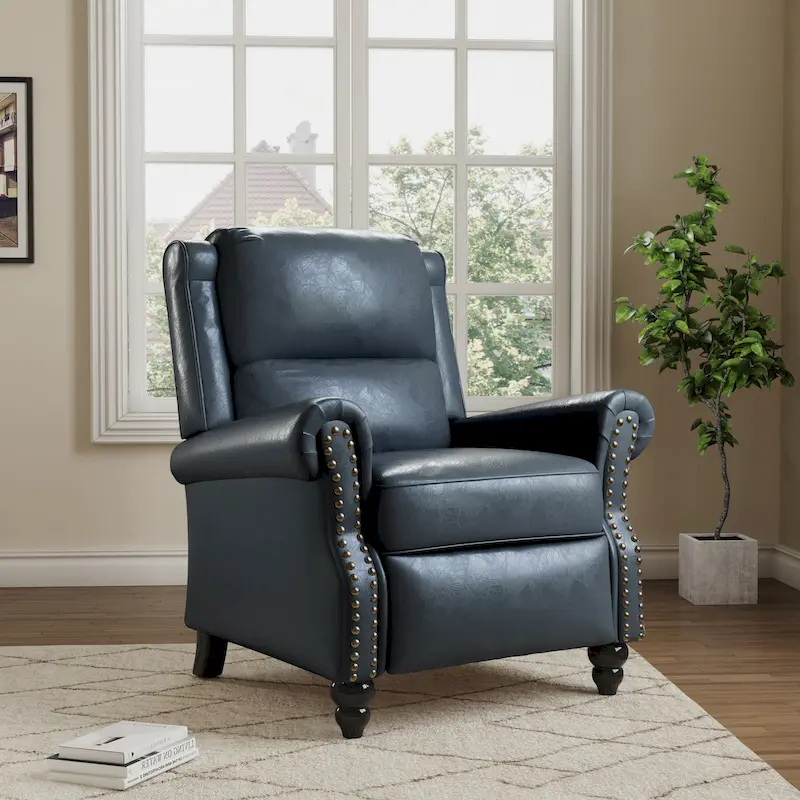 Manual Glider Pushback Recliner Chairs with Nailhead Trim