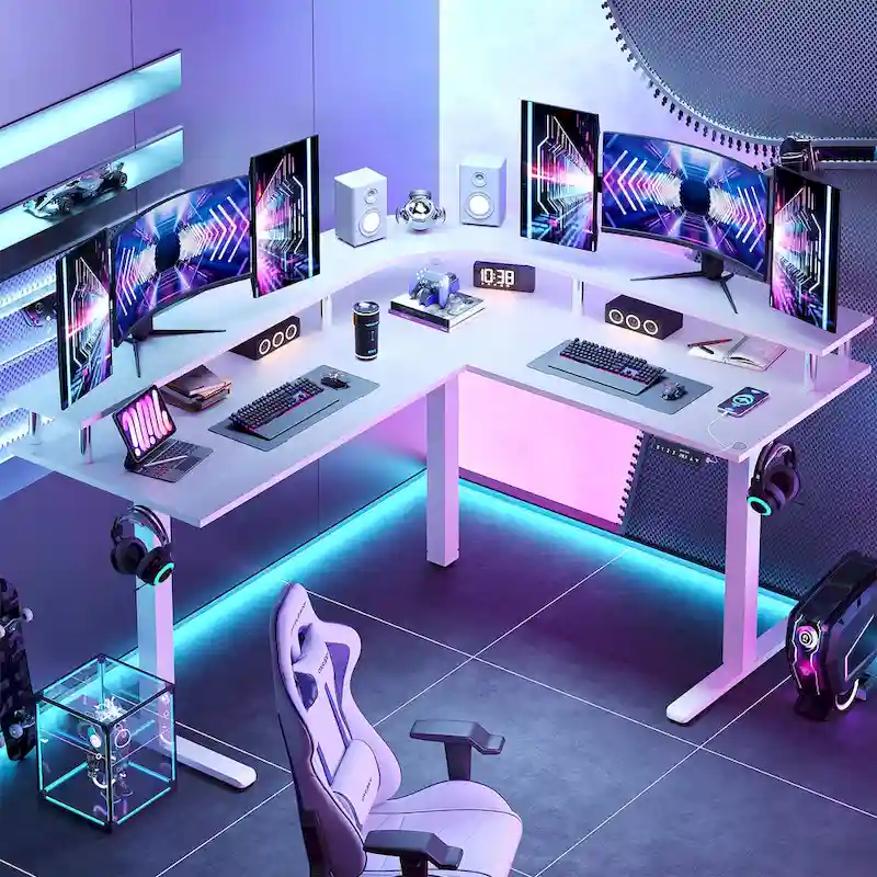 63 L Shaped Standing Desk Gaming Desk with Adjustable Height Ergonomic Monitor Stand Corner Desk