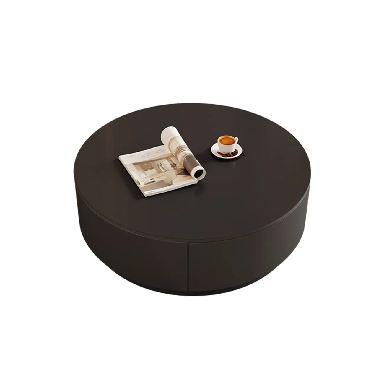 Modern Wood Round Nesting Coffee Table with 2 Drawers