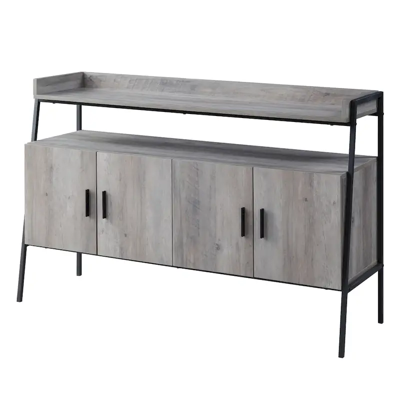 Oak 52 Industrial TV Stand with Shelf & Metal Legs