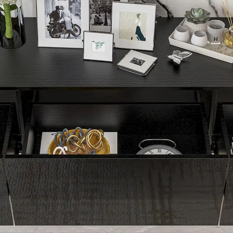 63 TV Stand Hanging TV Consoles Wall TV Cabinet with LED Entertain