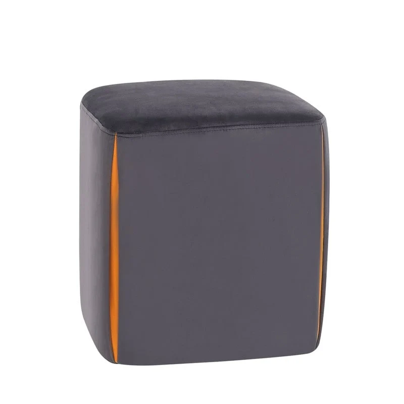 Adeco 14 Small Ottoman Footrest Stool- Velvet Seating Stool Ottoman