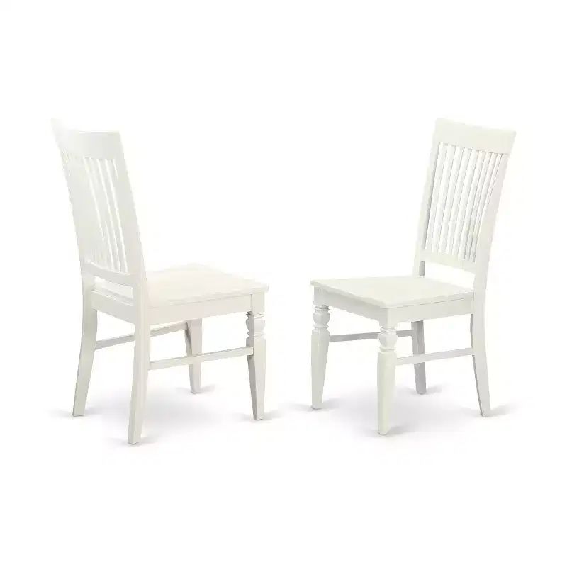 HomeStock 3-Pc Linen White Finish Solid Wood Top - Round Dining Room Set - Seats 4
