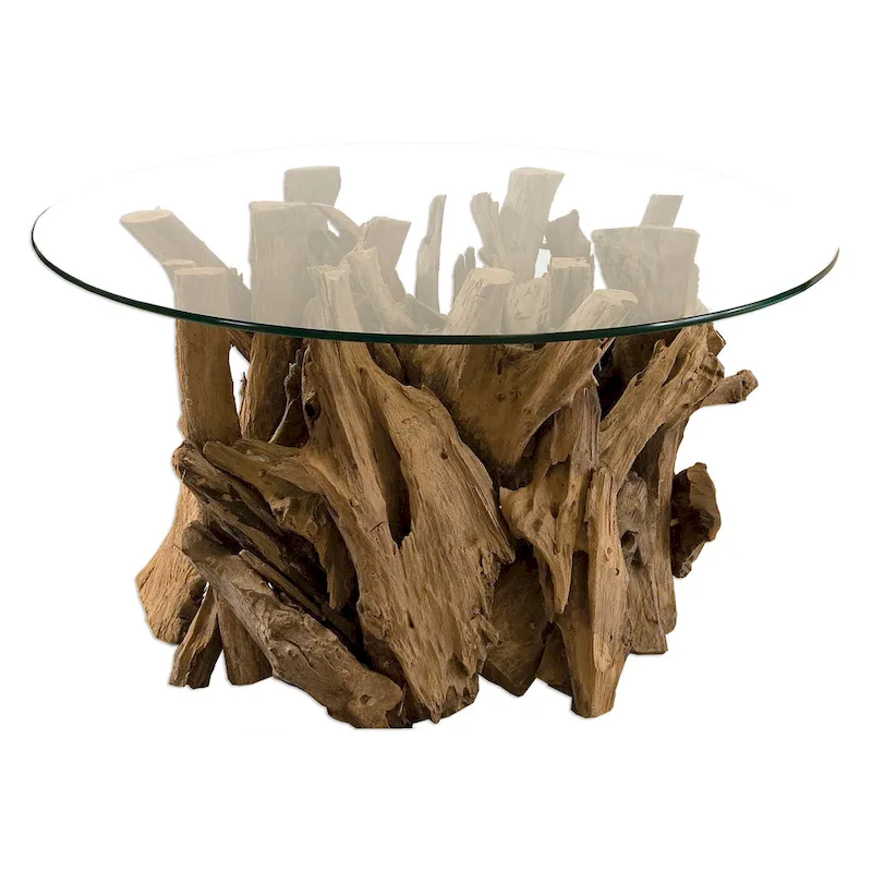 Uttermost Driftwood Natural Glass Top Cocktail Table