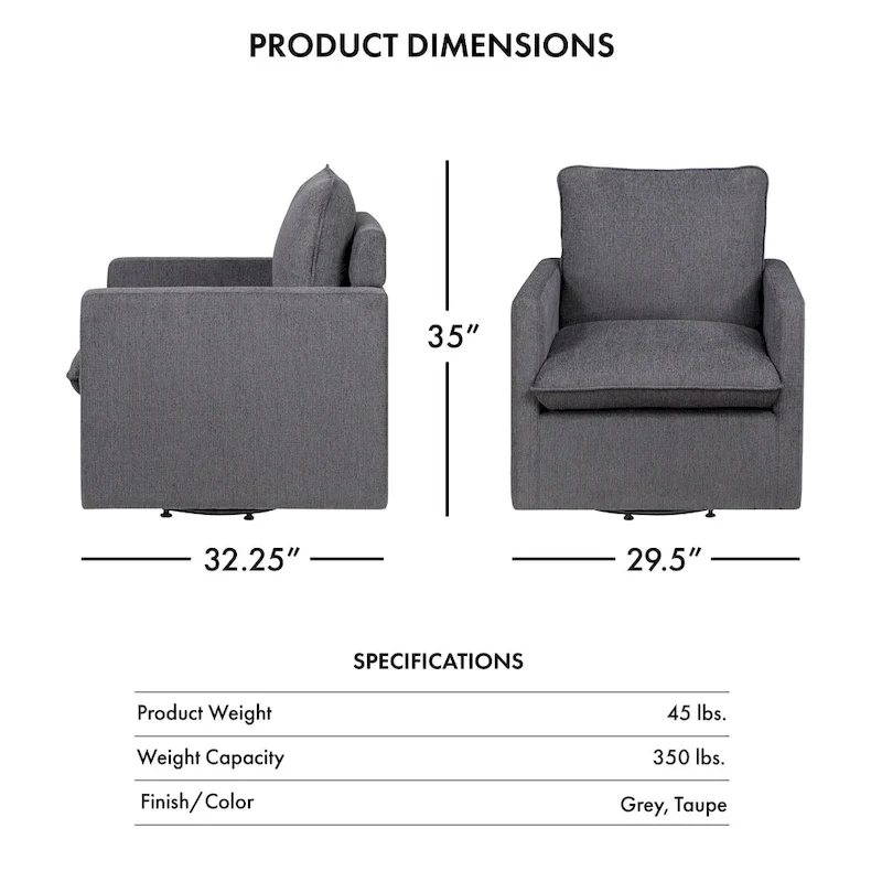 Kamile Transitional Linen Cushion Back Swivel Armchair by Furniture of America