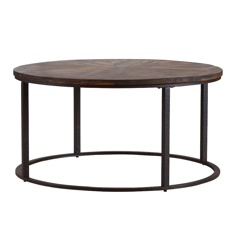 SEI Furniture Darren Modern Rustic Farmhouse Reclaimed Wood Round Coffee Table