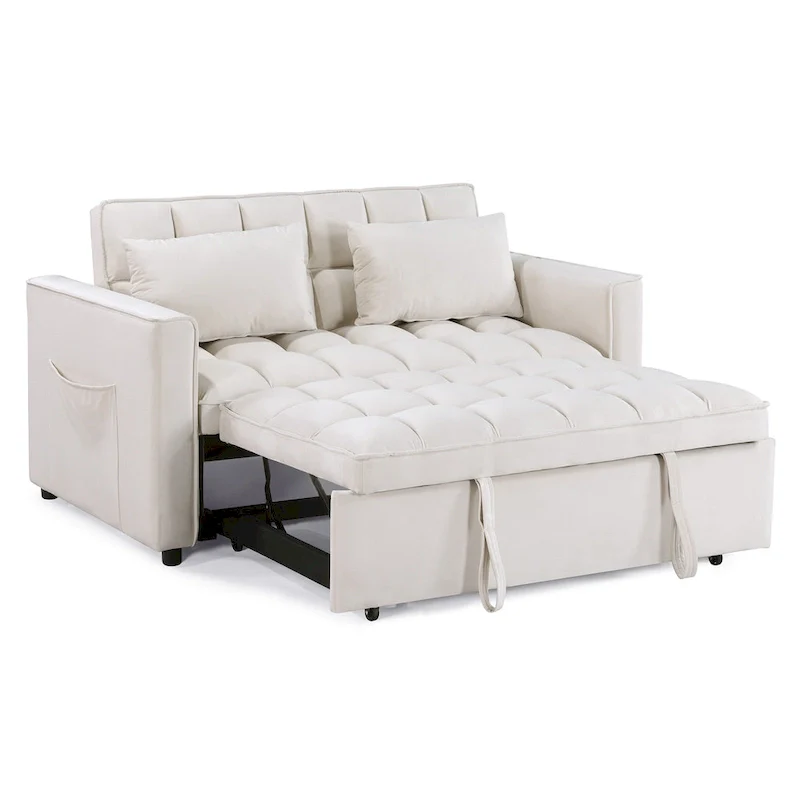 Modern 68 Length Tufted Convertible Loveseat Sleeper Sofa Bed - 68L x 55W x 20H