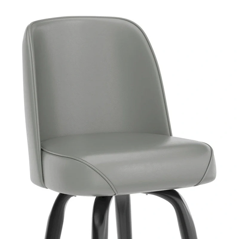 Metal Barstool with Swivel Vinyl Upholstered Bucket Seat and Footrest - 18.5D x 18.5W x 42.5H