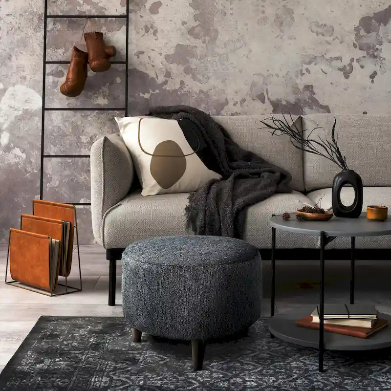 MJL Furniture Sophia Text2Olivia Round Upholstered Ottoman