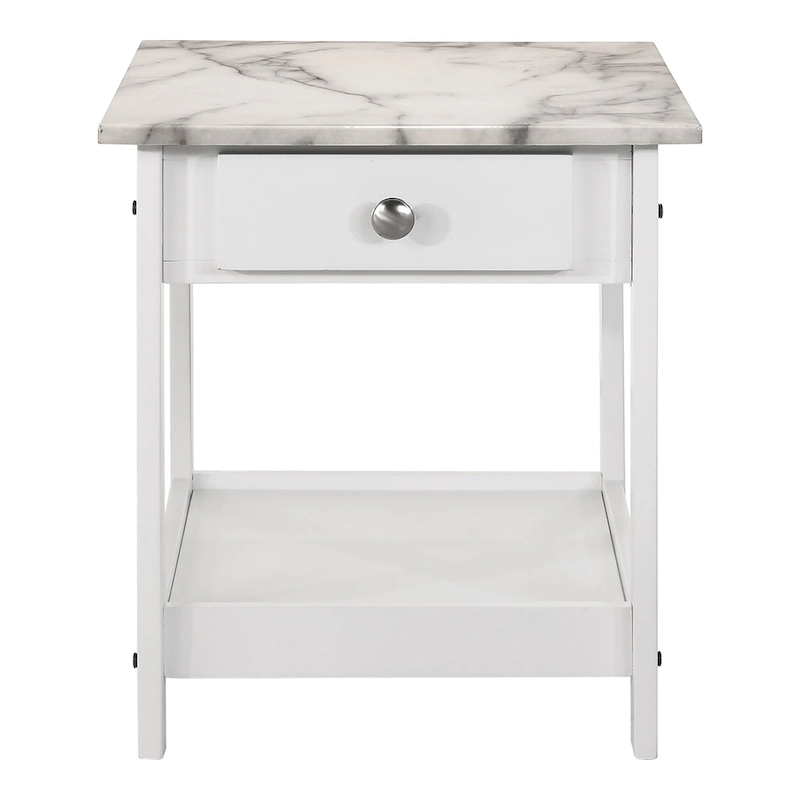 DH BASIC Transitional Rubberwood 3-Piece Open-Shelf Coffee Table and End Table Set with Drawer by Denhour