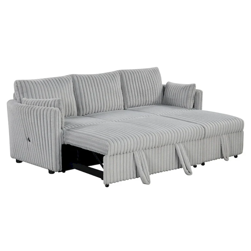 Modern Fabric Sleeper Sectional with USB and 2 pillows