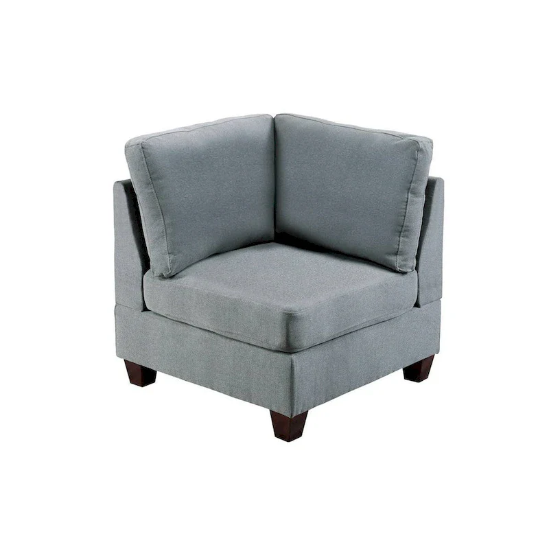 Remy 32 Inch Modular Corner Sofa Chair, Soft Gray Chenille, Solid Wood