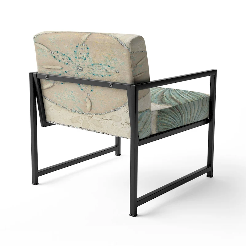 Designart  Seastar And Blue Sea Shell II  Upholstered Nautical & Coastal Accent Chair - Arm Chair