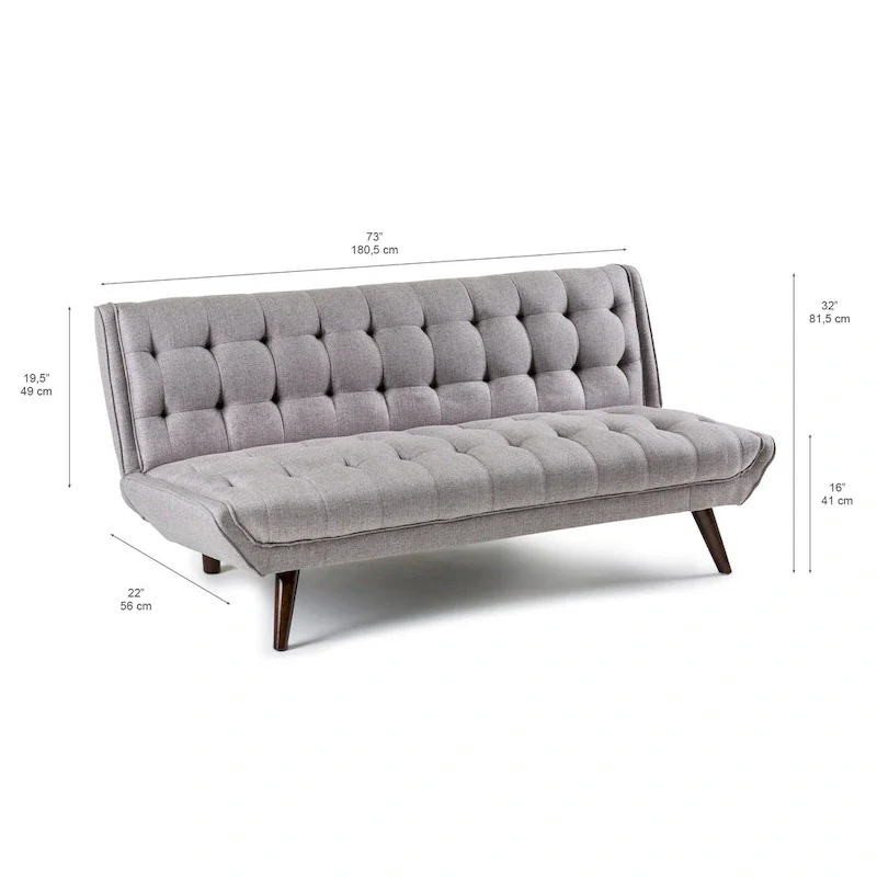 Modern Armless Fabric Grey Sofa Bed Adjustable Folding Sofa - 32.09*71.06*22.05 inches