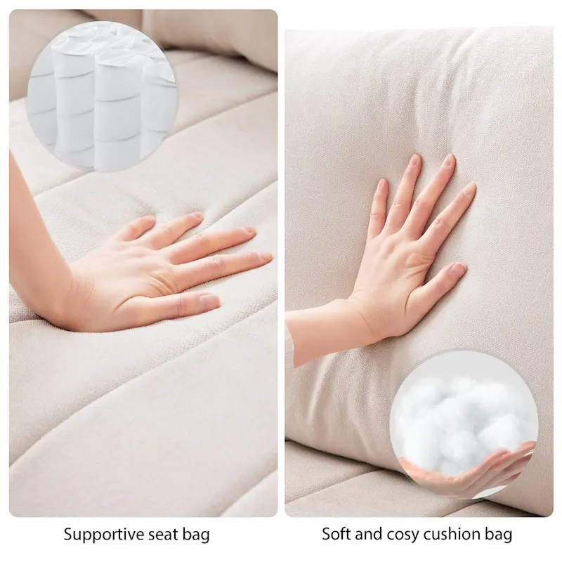 [VIDEO provided][New]89*79Modern Sectional Sofa with Vertical Stripes,2 Pillows,5-Seat Couch with Convertible Ottoman,Various C