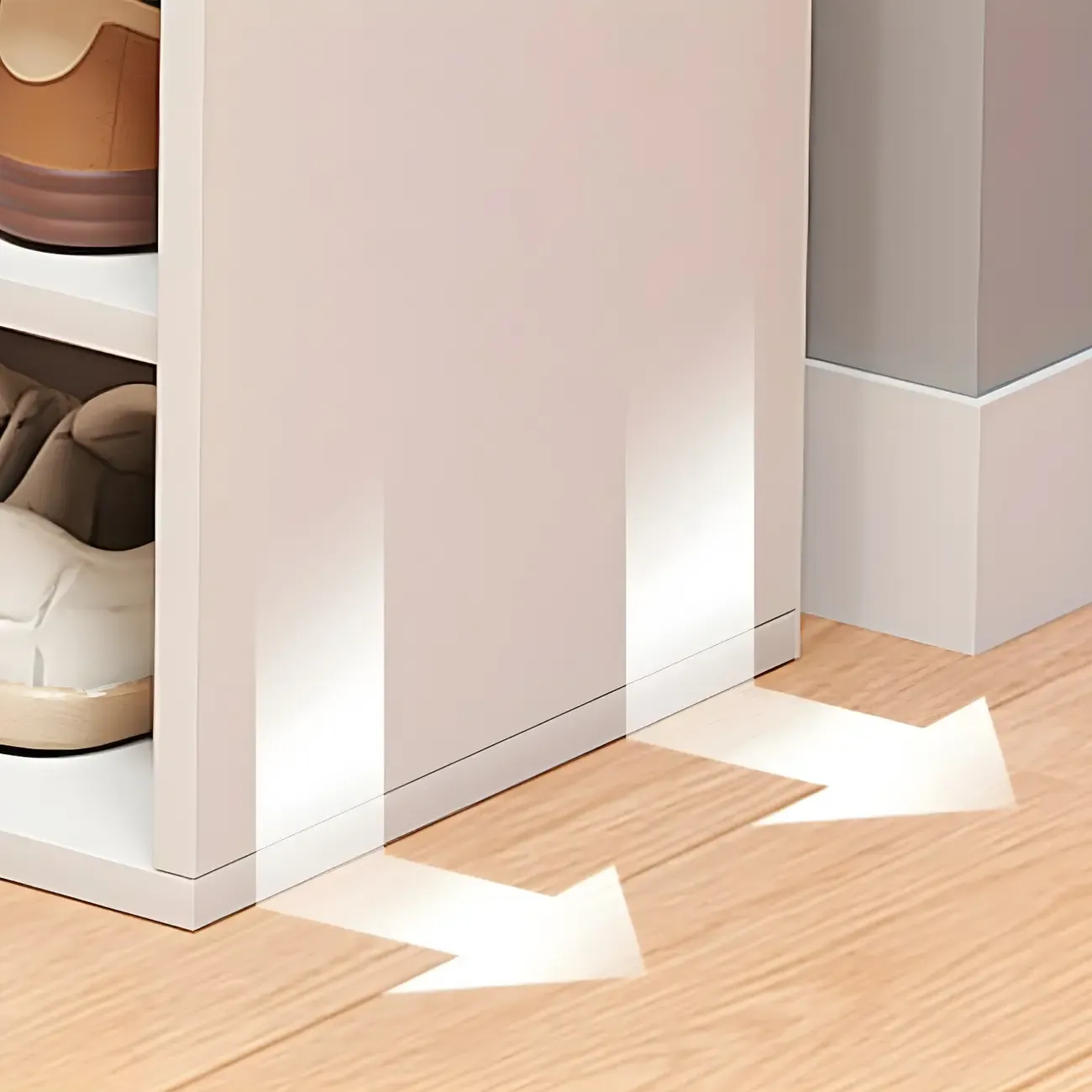 Modern White Tall Shoe Cabinet with Adjustable Shelves