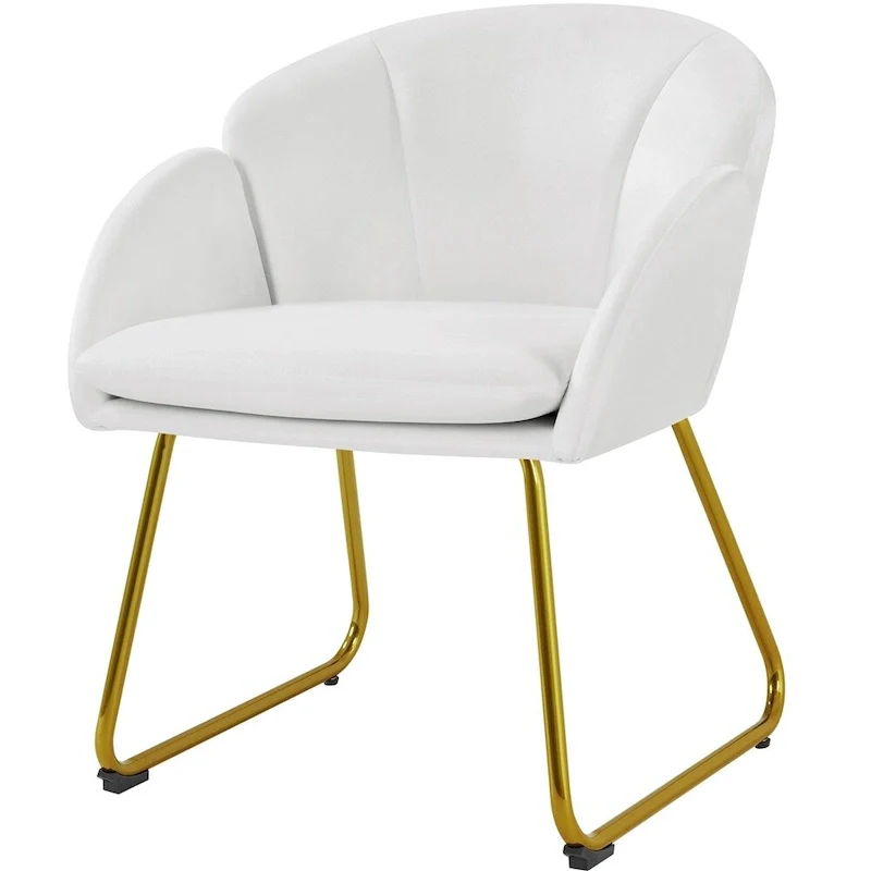 Yaheetech Flower Shape Velvet Armchair Accent Chair with Golden Metal Legs