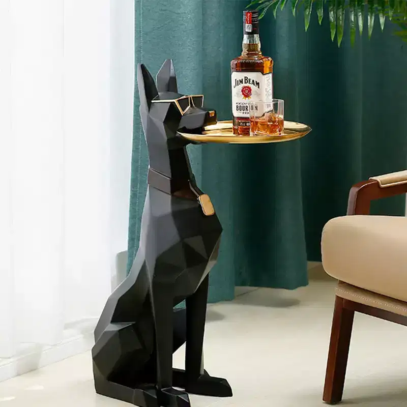 EUREKA ERGONOMIC 29''H, Big Doberman Dog Side table,13L x 9.84W x 29.13H,Black