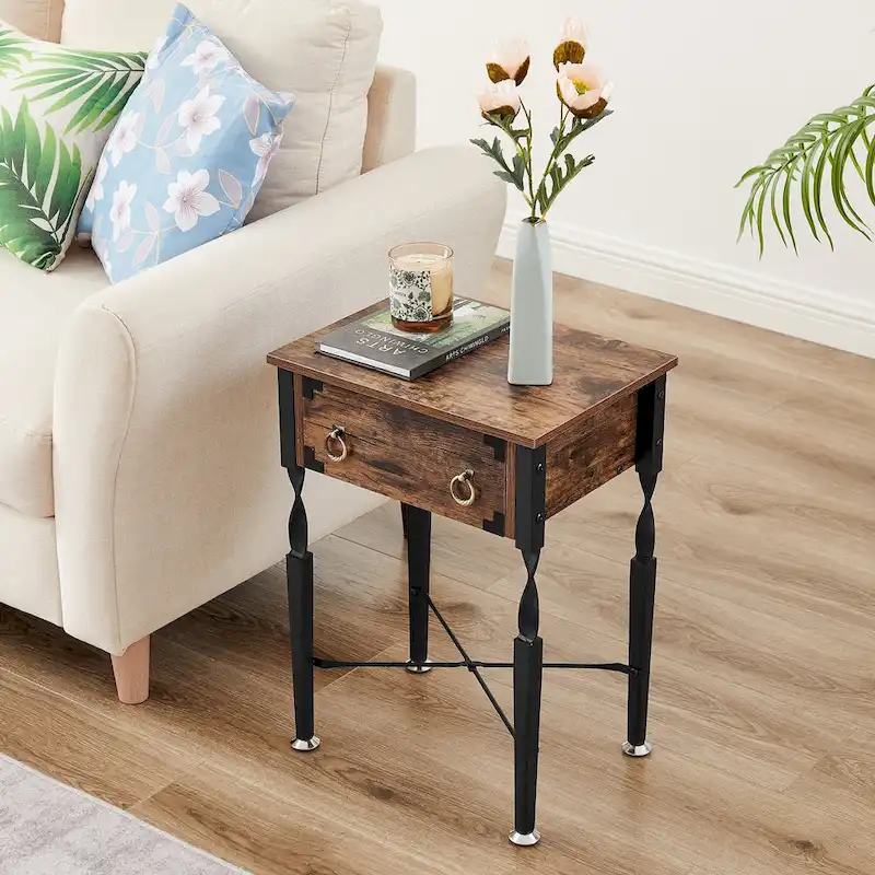 Taomika Nightstands, Coffee Table, Modern Coffee Table Sets, Rustic Brown, Set of 1/2/3