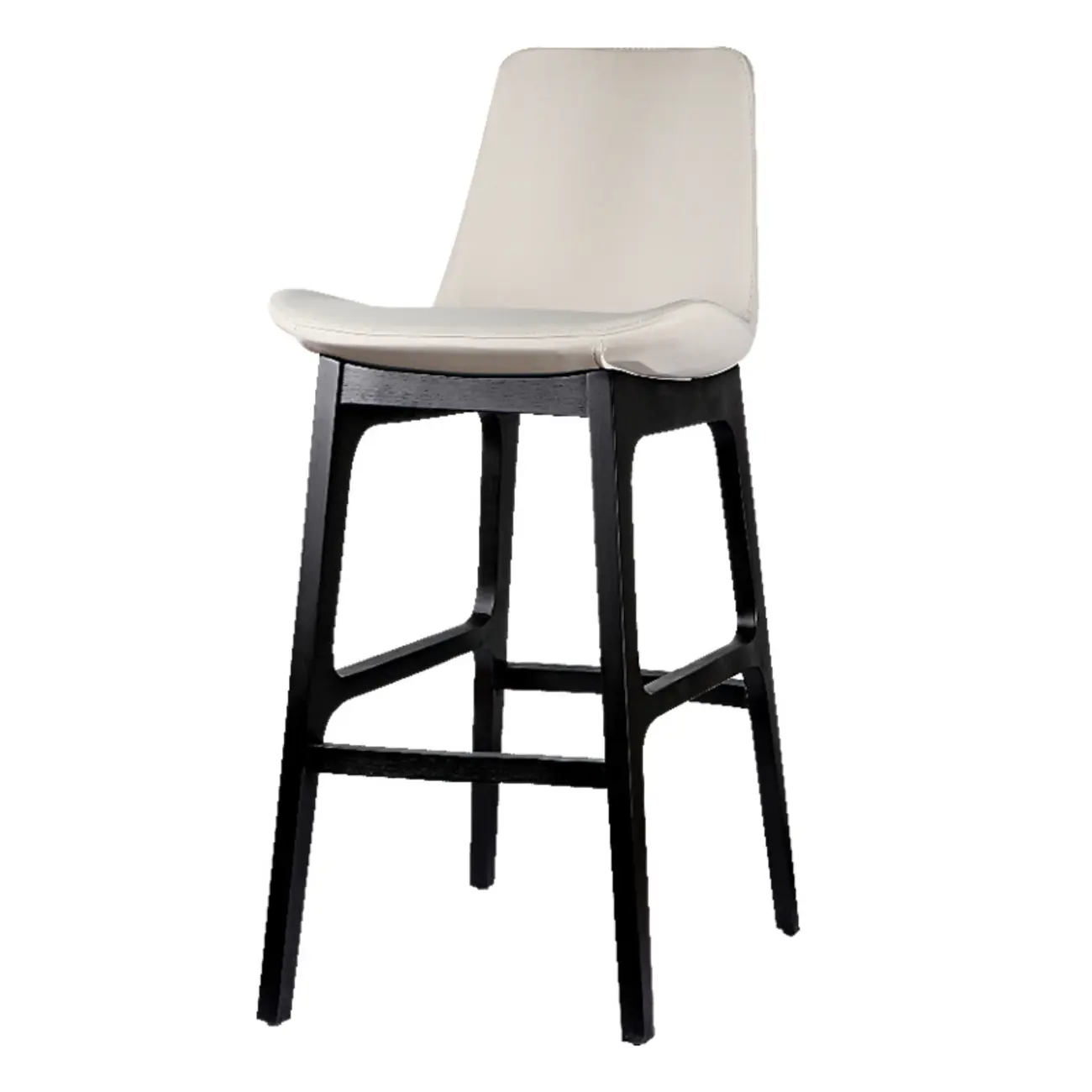 White Ash Wood Bucket Leather Counter Stools For Kitchen Island