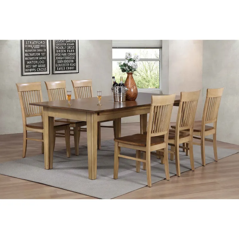 Distressed Two Tone Light Creamy Wheat with Warm Pecan Brown Side Chair (Set of 2) - 22L x 18W x 38H