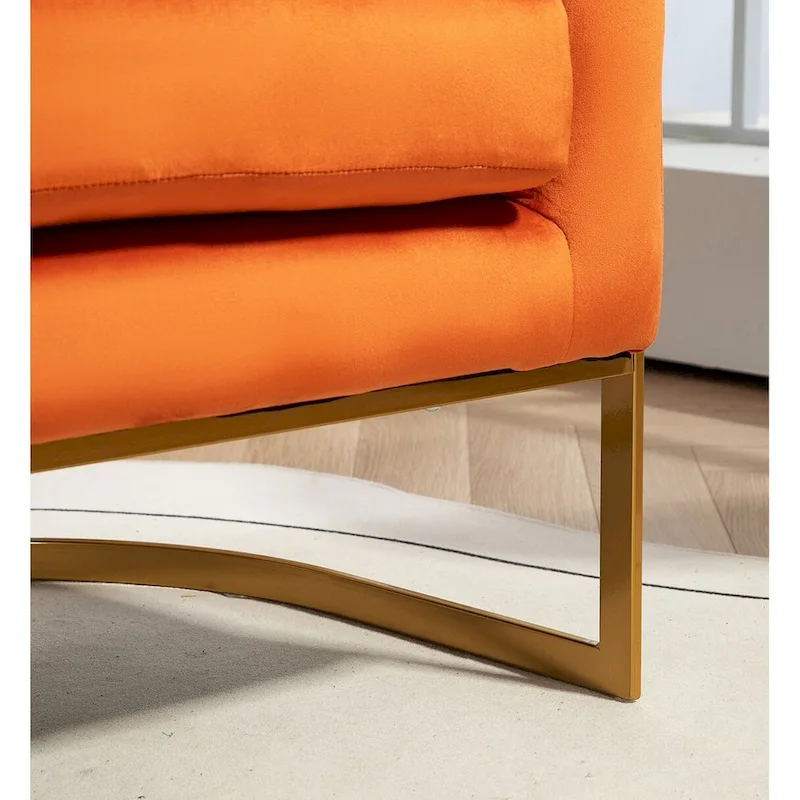 Modern Velvet Gold Accent Armchair