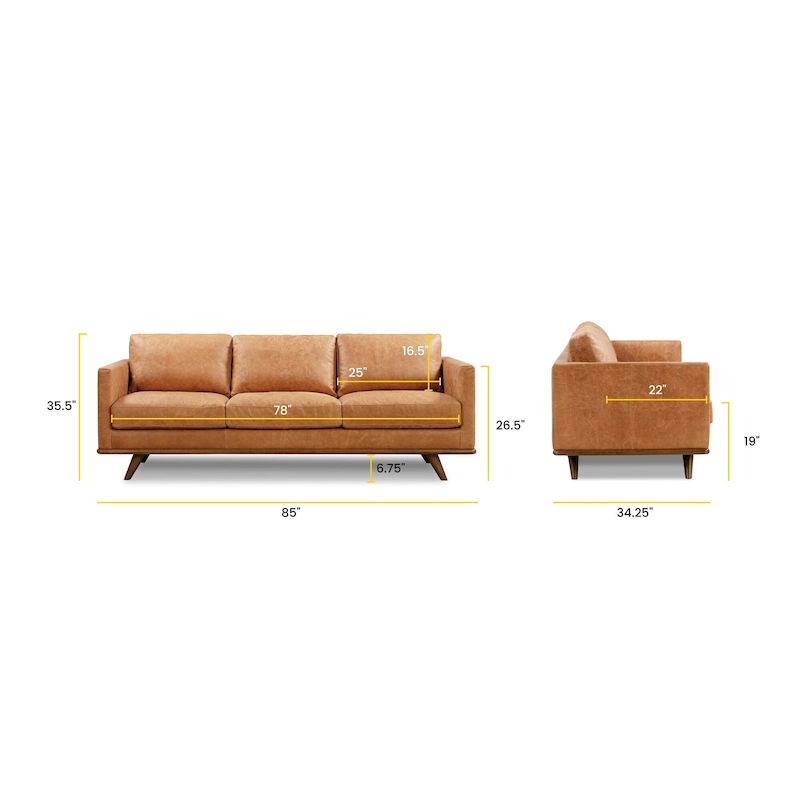 Poly & Bark Nolita 85 Sofa - Full Grain Genuine Italian Leather