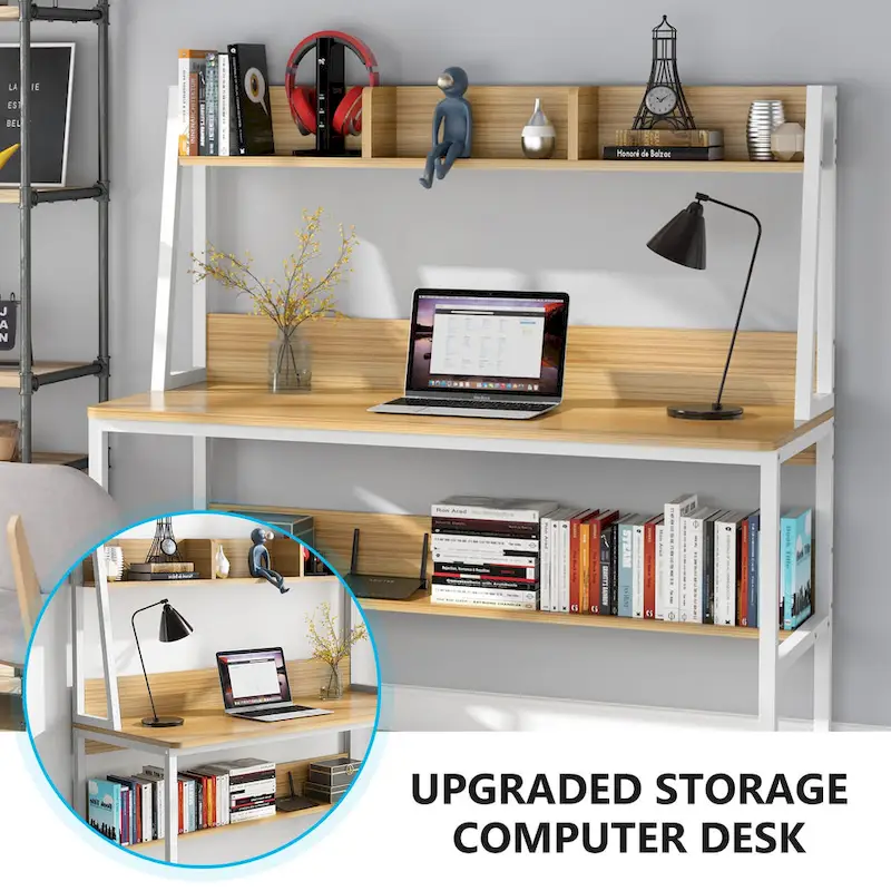 47 Inch Modern Computer Desk with Hutch and Bookshelf