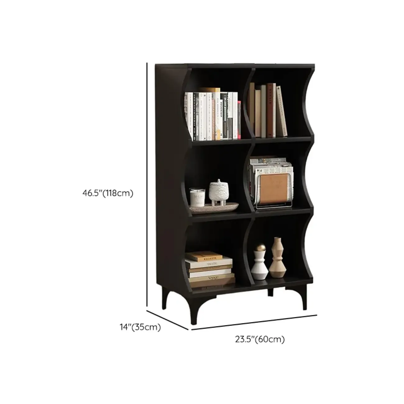 Modern Black Wooden 2-Tier Modular Cube Bookcase