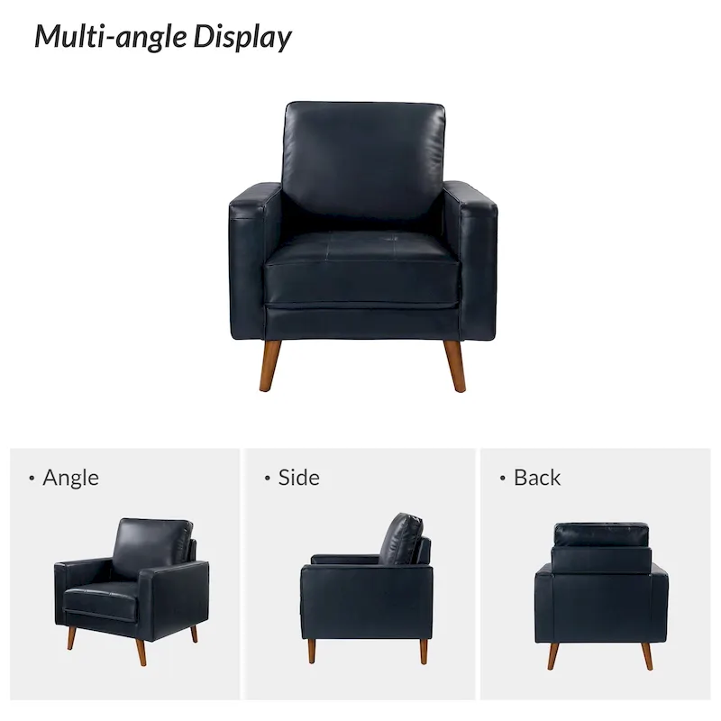 Elizabeth Mid-century Genuine Leather Arm Chair by HULALA HOME